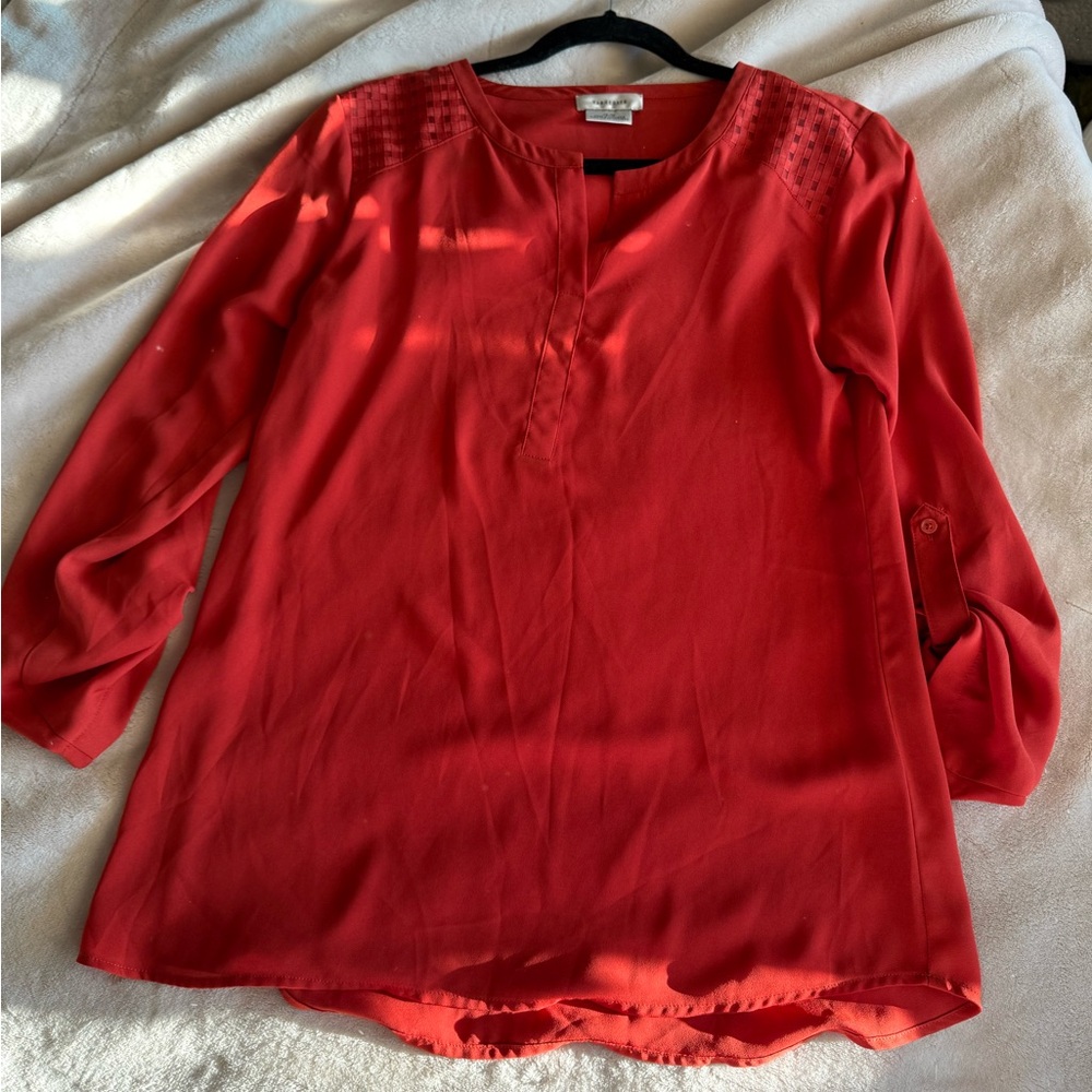 Van Heusen Vibrant Orange Sheer Tunic Top